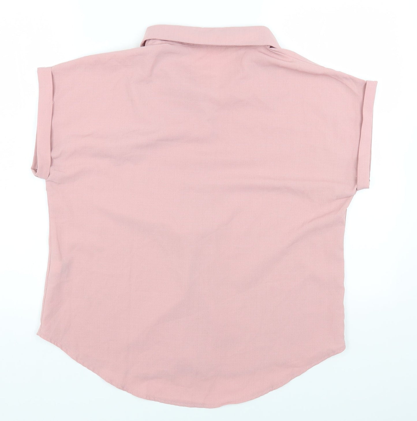 SheIn Womens Pink Polyester Basic Button-Up Size L Collared