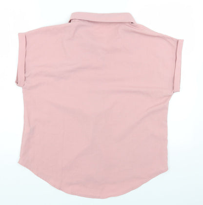 SheIn Womens Pink Polyester Basic Button-Up Size L Collared