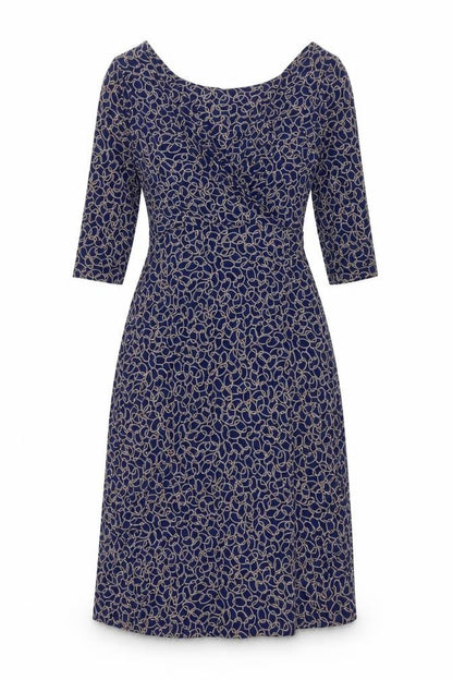 Preworn Womens Blue Geometric Viscose A-Line Size M V-Neck Pullover