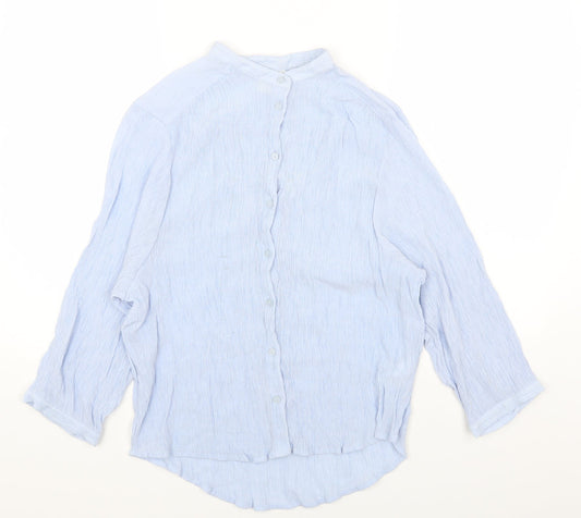 Womens UK Size 6 H&M Blue Basic Button-Up