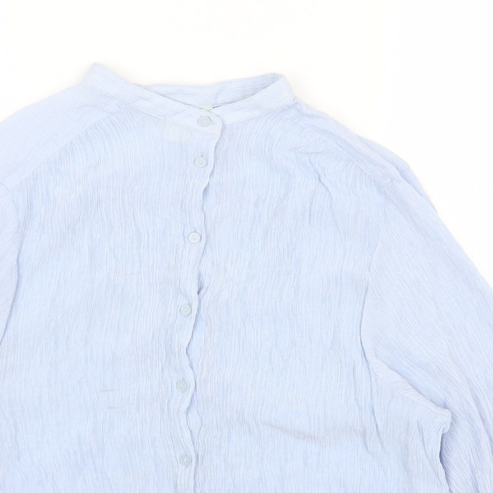 Womens UK Size 6 H&M Blue Basic Button-Up