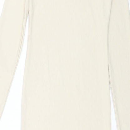 Stradivarius Womens Beige Polyester Maxi Size S Round Neck Pullover