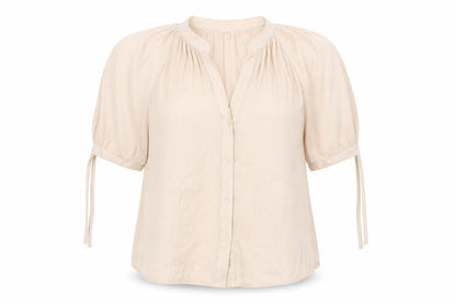 H&M Womens Beige Polyester Basic Button-Up Size 14 V-Neck