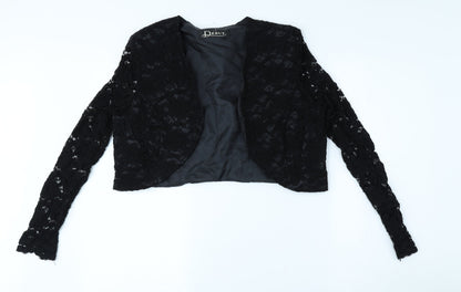 Debut Womens Black Vinyl Jacket Blazer Size 14 - Padded Shoulders