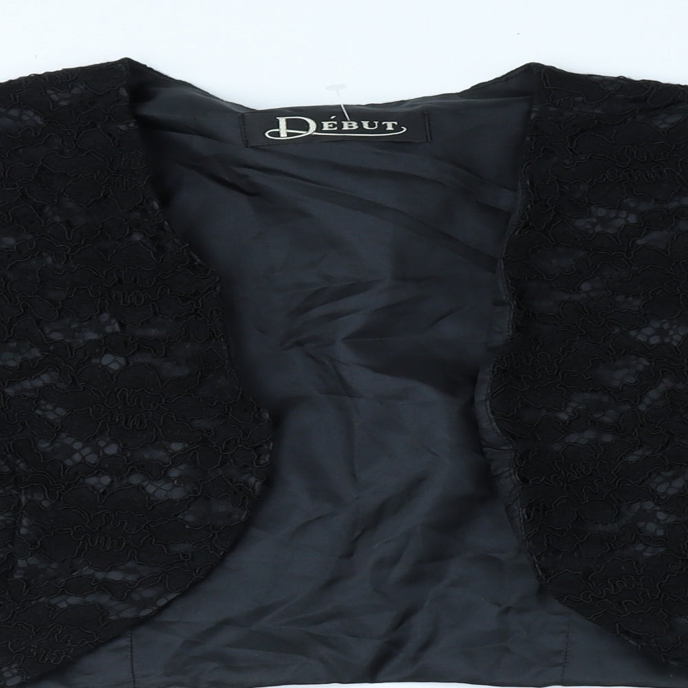 Debut Womens Black Vinyl Jacket Blazer Size 14 - Padded Shoulders