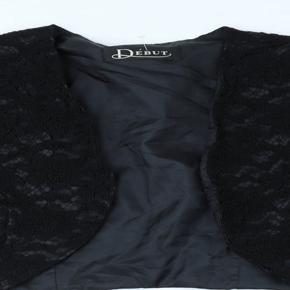 Debut Womens Black Vinyl Jacket Blazer Size 14 - Padded Shoulders