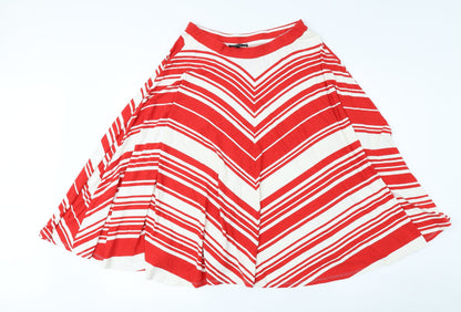 Linea Womens Red Striped Viscose A-Line Skirt Size 10