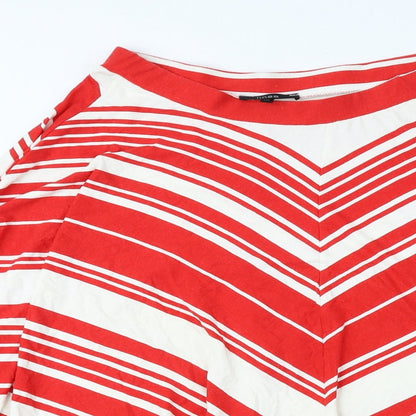 Linea Womens Red Striped Viscose A-Line Skirt Size 10