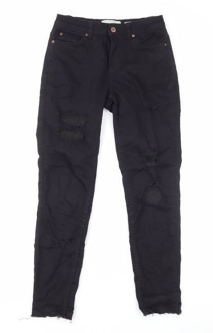 New Look Womens Black Cotton Skinny Jeans Size 6 L27 in Regular Zip