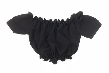 Womens UK Size 6 New Look Black Cropped T-Shirt