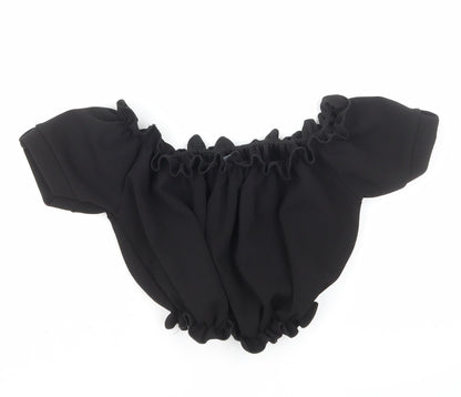 Womens UK Size 6 New Look Black Cropped T-Shirt