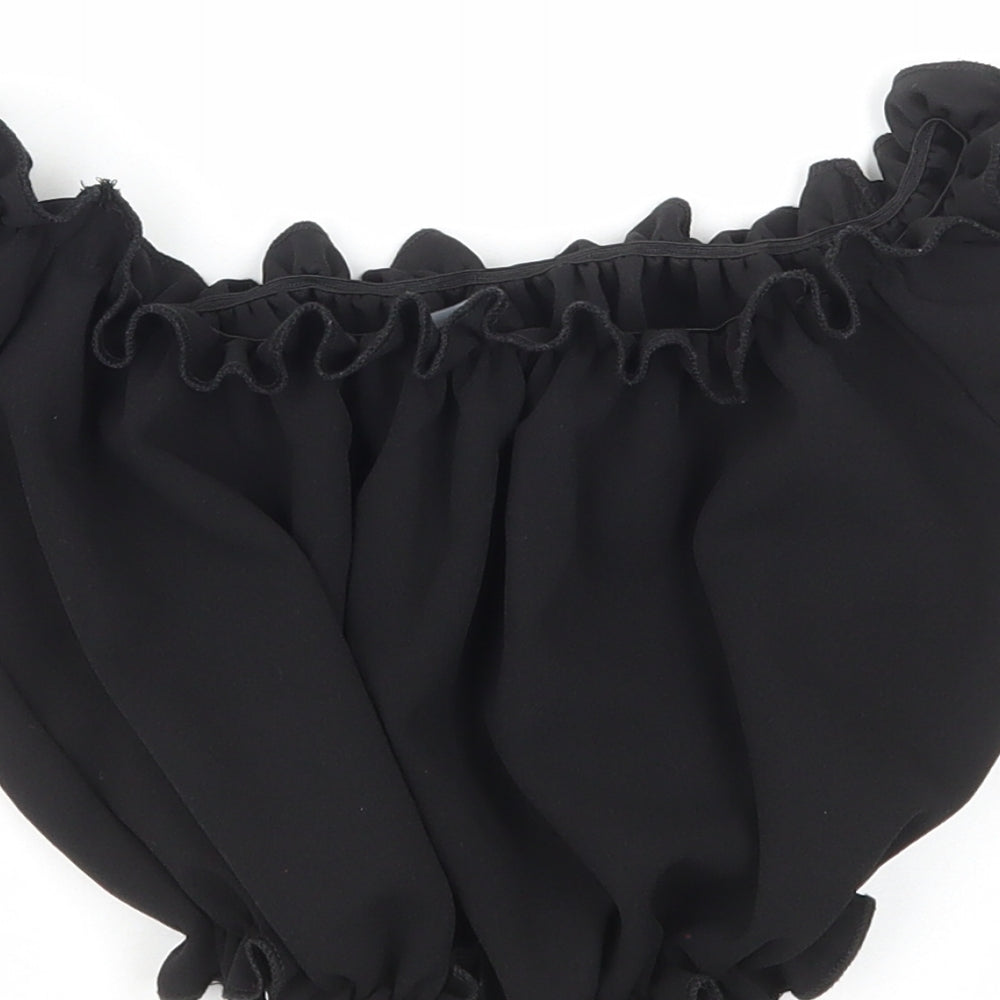 Womens UK Size 6 New Look Black Cropped T-Shirt