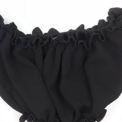 Womens UK Size 6 New Look Black Cropped T-Shirt
