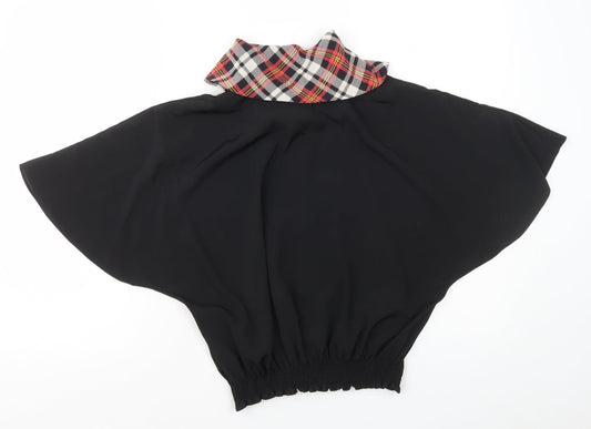 Precis Womens Black Polyester Cropped Button-Up Size 16 Collared