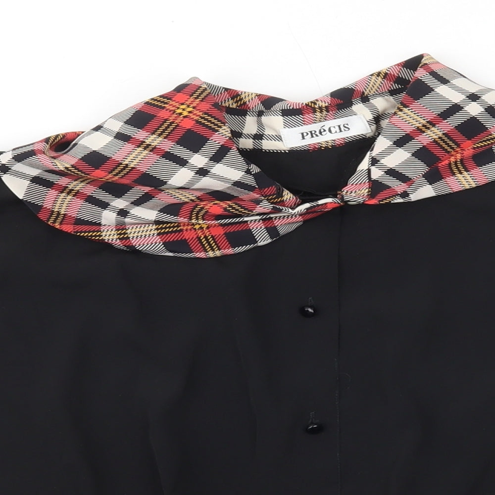 Womens UK Size 16 Precis Black Cropped Button-Up