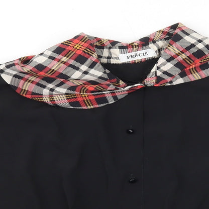 Womens UK Size 16 Precis Black Cropped Button-Up