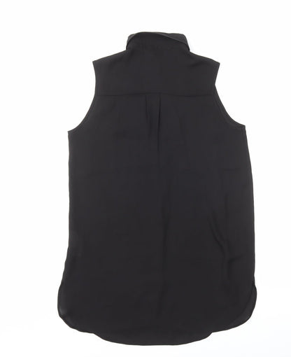 Primark Womens Black Polyester Basic Button-Up Size 6 Collared