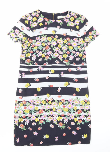 Oasis Womens Multicoloured Floral Polyester A-Line Size 8 Round Neck Zip