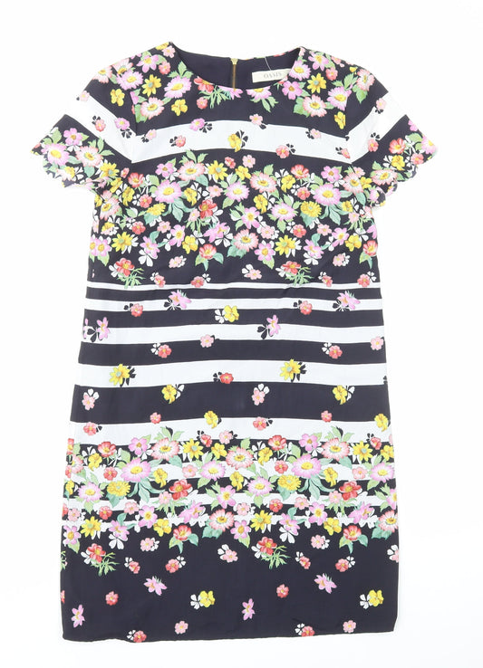 Oasis Womens Multicoloured Floral Polyester A-Line Size 8 Round Neck Zip