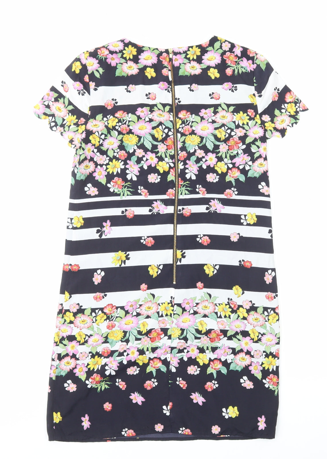 Oasis Womens Multicoloured Floral Polyester A-Line Size 8 Round Neck Zip