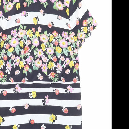 Oasis Womens Multicoloured Floral Polyester A-Line Size 8 Round Neck Zip