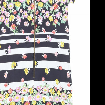Oasis Womens Multicoloured Floral Polyester A-Line Size 8 Round Neck Zip