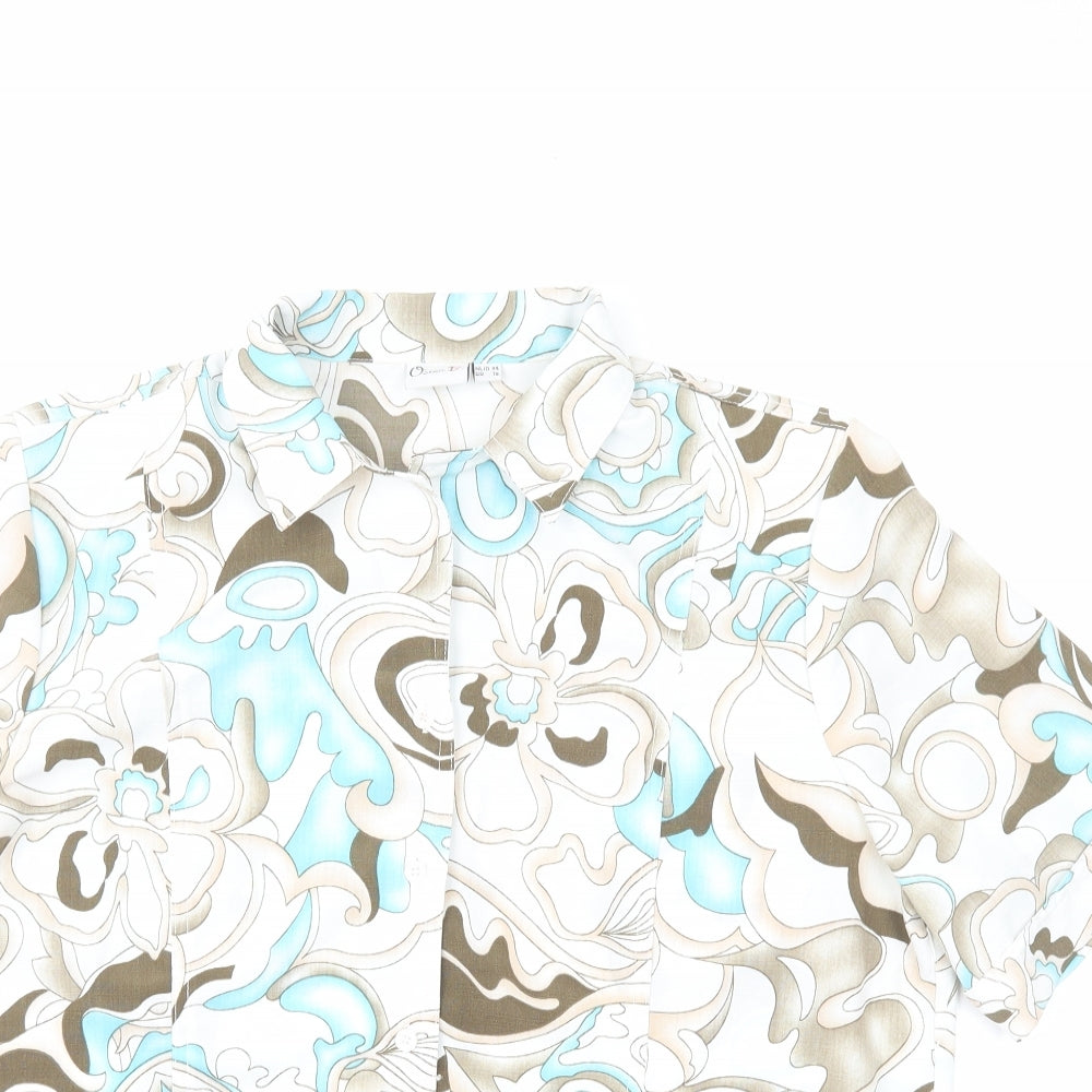 Oscar B Womens Multicoloured Geometric Polyester Basic Button-Up Size 18 Collared