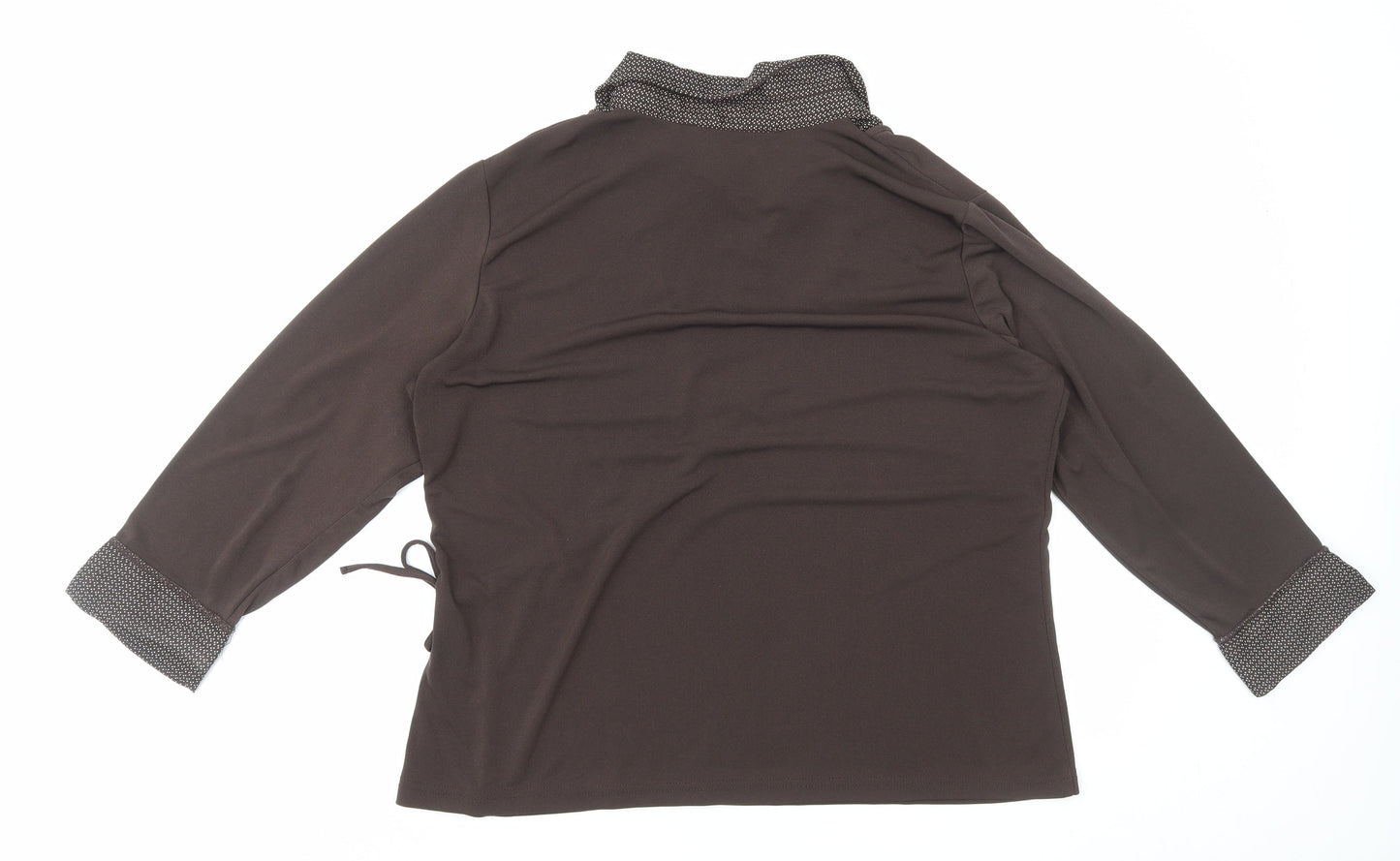 Bonmarché Womens Brown Polka Dot Polyester Basic Blouse Size 20 Collared