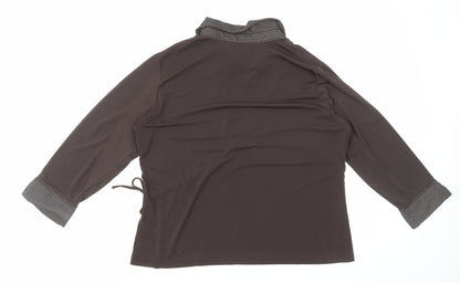 Bonmarché Womens Brown Polka Dot Polyester Basic Blouse Size 20 Collared