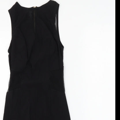 New Look Womens Black Viscose Tank Dress Size 8 Round Neck Zip