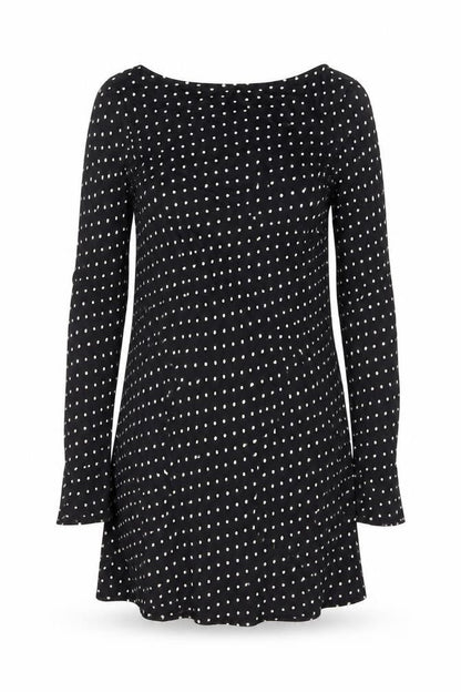 Zara Womens Black Polka Dot Viscose Shift Size M Round Neck Pullover