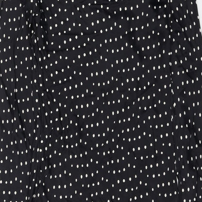 Zara Womens Black Polka Dot Viscose Shift Size M Round Neck Pullover