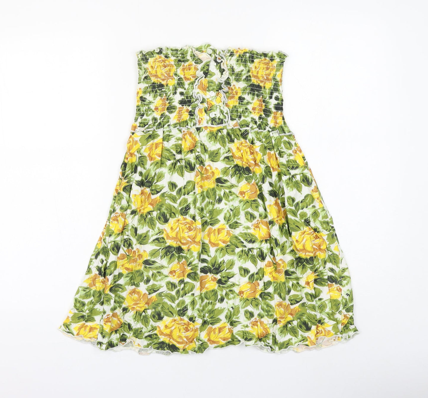 Primark Womens White Floral Cotton Shift Size 14 Off the Shoulder Pullover