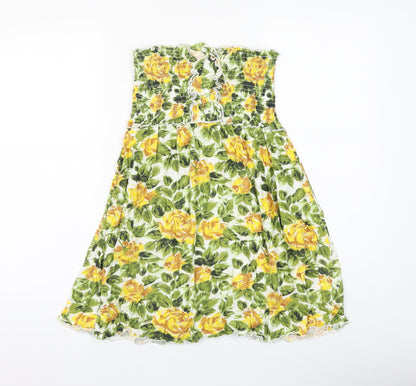 Primark Womens White Floral Cotton Shift Size 14 Off the Shoulder Pullover