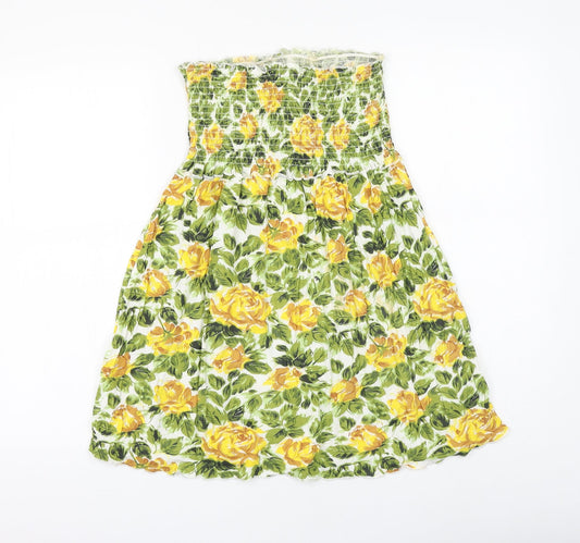 Primark Womens White Floral Cotton Shift Size 14 Off the Shoulder Pullover