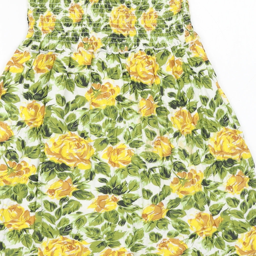 Primark Womens White Floral Cotton Shift Size 14 Off the Shoulder Pullover