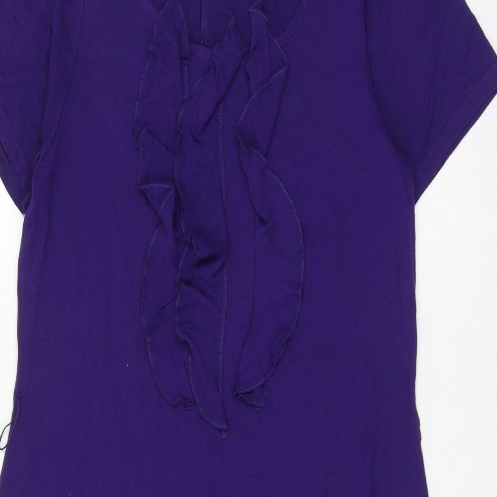 Marks and Spencer Womens Purple Viscose T-Shirt Dress Size 10 Round Neck Pullover