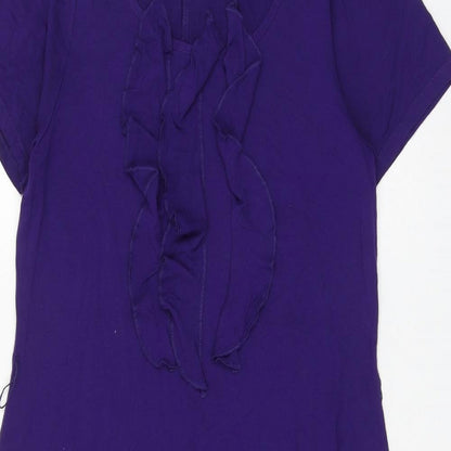 Marks and Spencer Womens Purple Viscose T-Shirt Dress Size 10 Round Neck Pullover