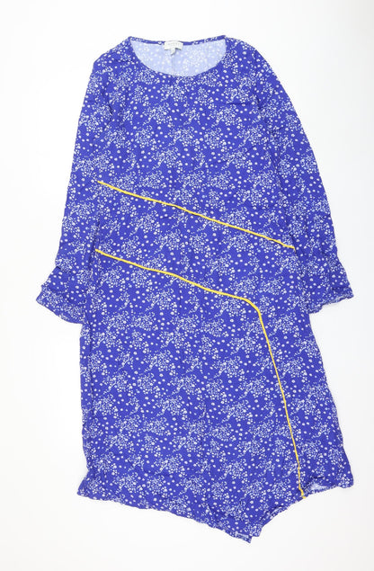 ghos`t Womens Blue Floral Viscose Shift Size S Round Neck Pullover