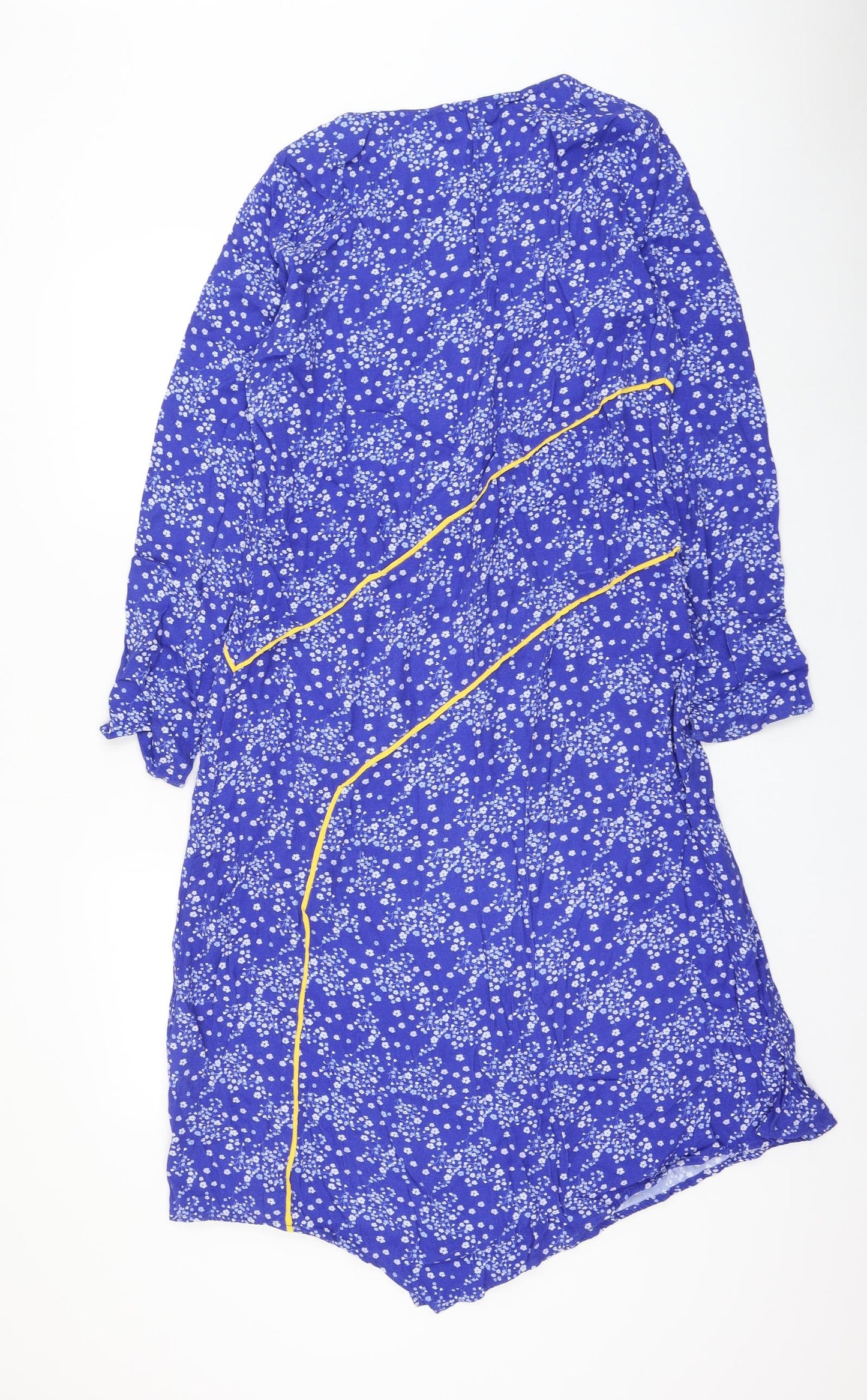 ghos`t Womens Blue Floral Viscose Shift Size S Round Neck Pullover