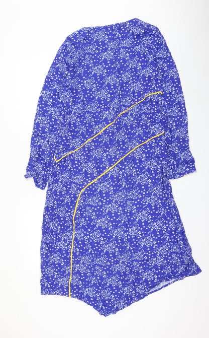 ghos`t Womens Blue Floral Viscose Shift Size S Round Neck Pullover