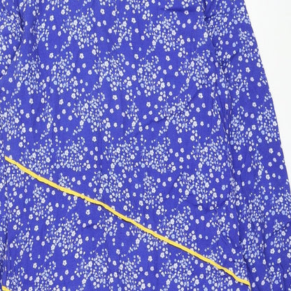 ghos`t Womens Blue Floral Viscose Shift Size S Round Neck Pullover