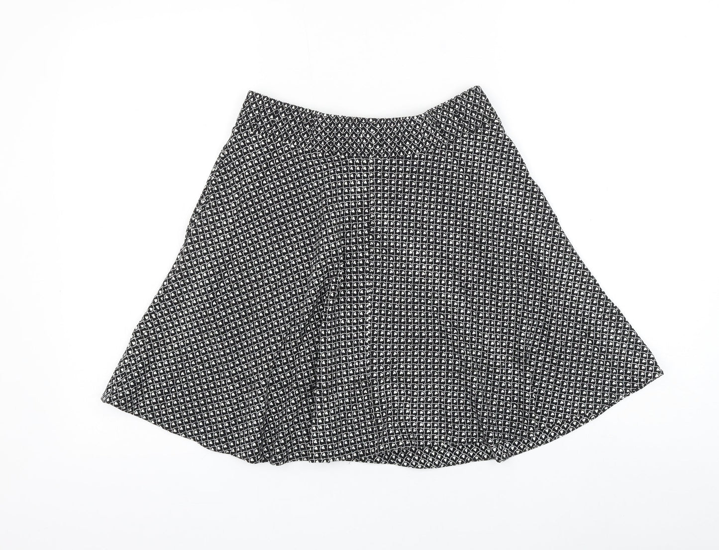 LOFT Womens Black Geometric Rayon Skater Skirt Size XS