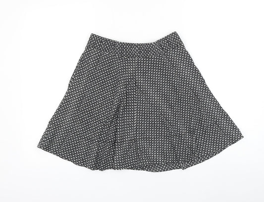 LOFT Womens Black Geometric Rayon Skater Skirt Size XS