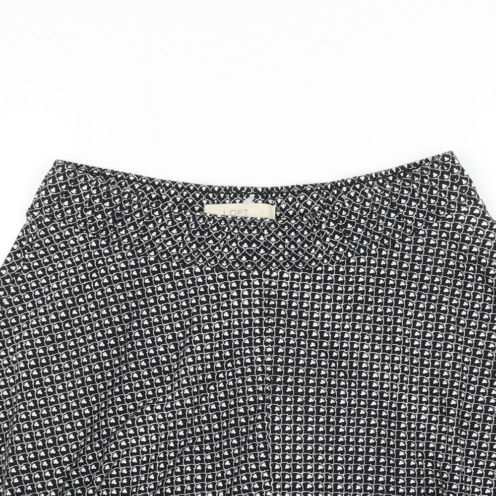 LOFT Womens Black Geometric Rayon Skater Skirt Size XS