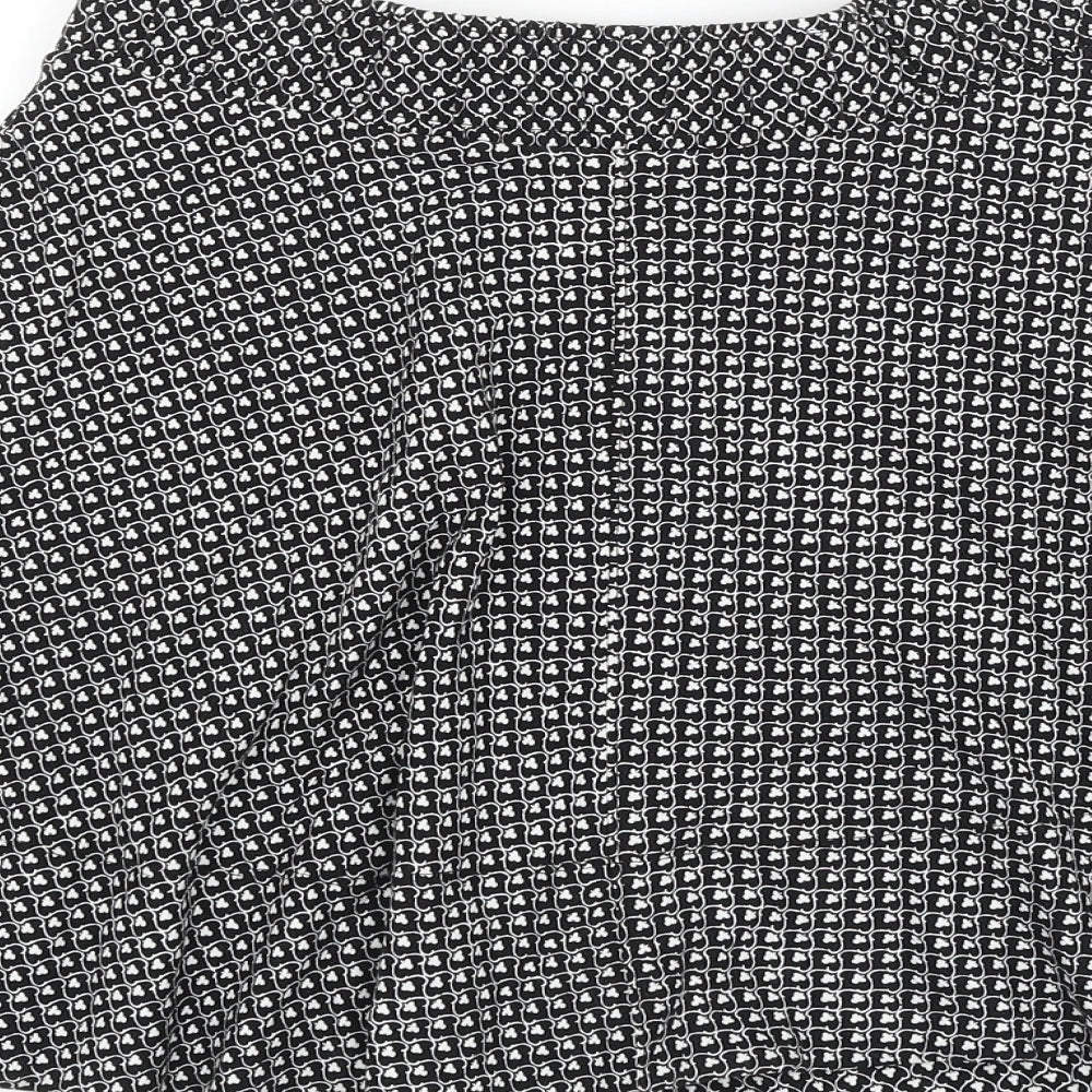 LOFT Womens Black Geometric Rayon Skater Skirt Size XS