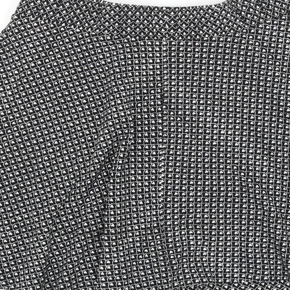 LOFT Womens Black Geometric Rayon Skater Skirt Size XS