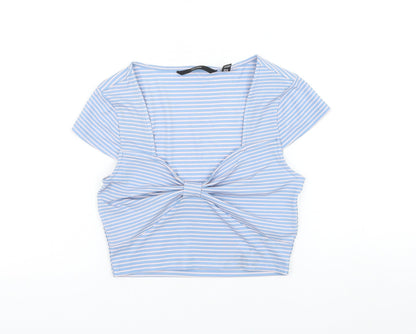 Womens UK Size XS Vera Moda Blue Cropped Blouse