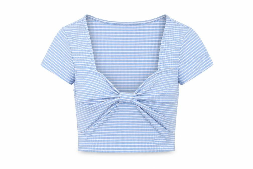 Womens UK Size XS Vera Moda Blue Cropped Blouse