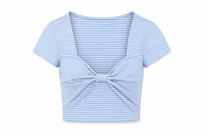 Womens UK Size XS Vera Moda Blue Cropped Blouse